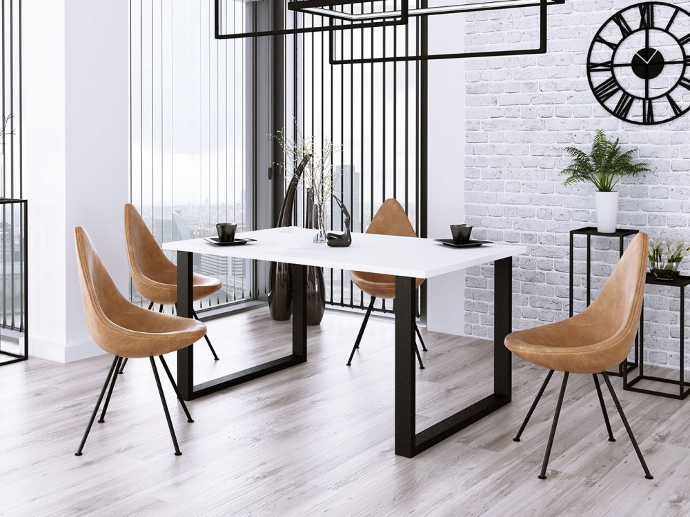 Veneti Obdĺžnikový jedálenský stôl IMPER 4 - biely / čierny mat